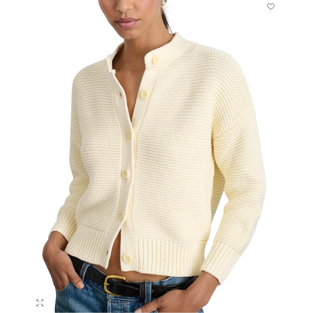 ALEX MILL NWT Evereve Nico Cotton Button Front Cardigan Sweater in Ivory // XS - Picture 4 of 14